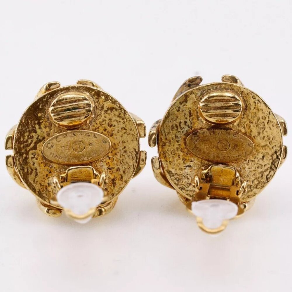 CHANEL COCO Mark Earring vintage Plated Gold/Fake pearl 31g Women - Picture 11 of 15